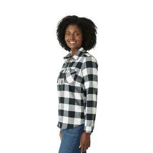 Eddie Bauer Classic Fit Women’s Black and White Flannel. Size Medium